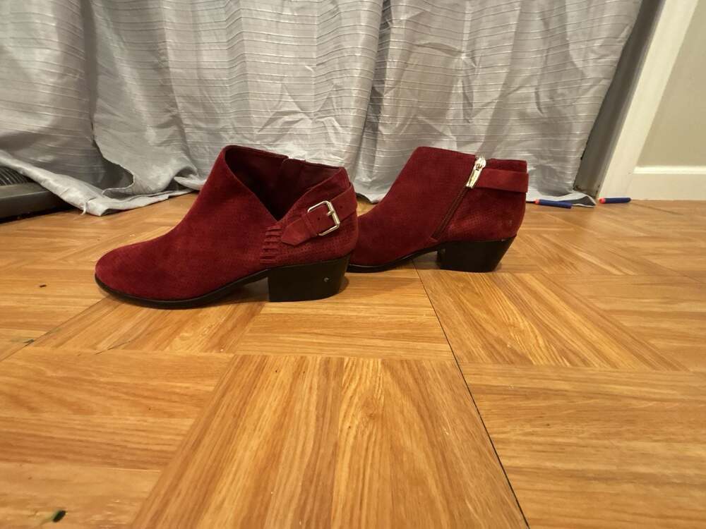 Vince Camuto Parveen Red Suede Ankle Booties Boots